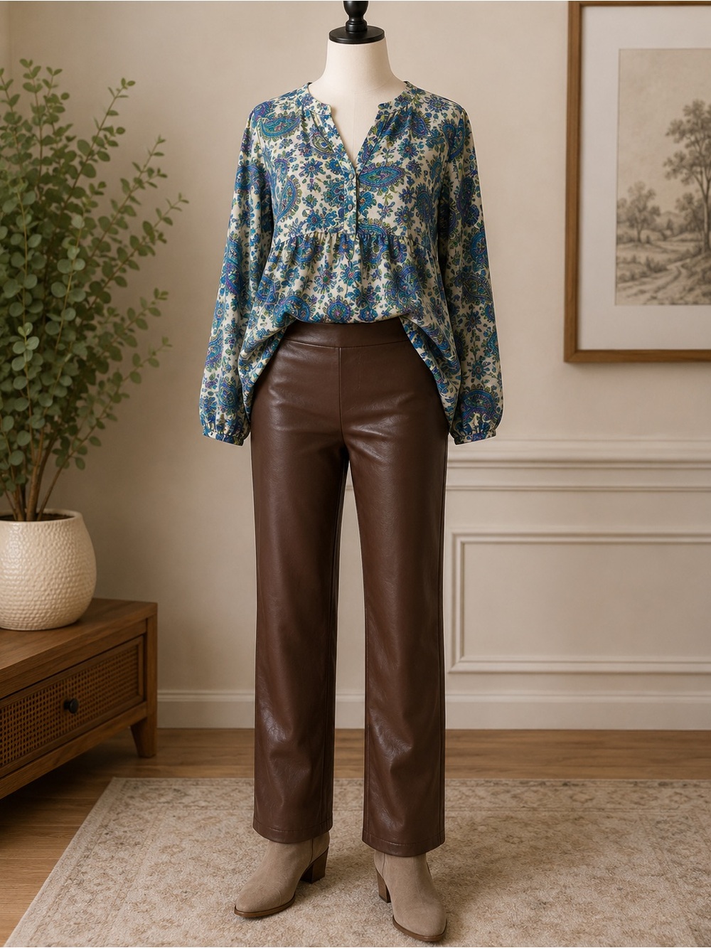 ESQUALO Brown Faux Leather